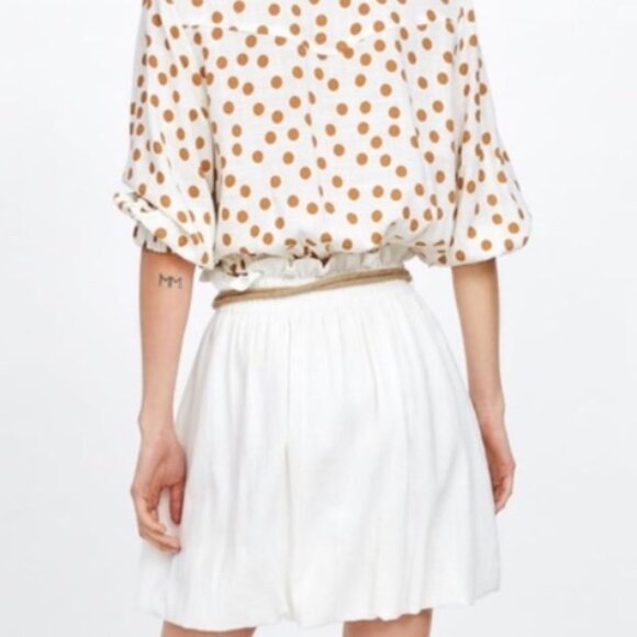 EUC Zara Balloon High-Waisted Skirt with Rope Belt Color: Ecru, Size: M - Picture 4 of 11